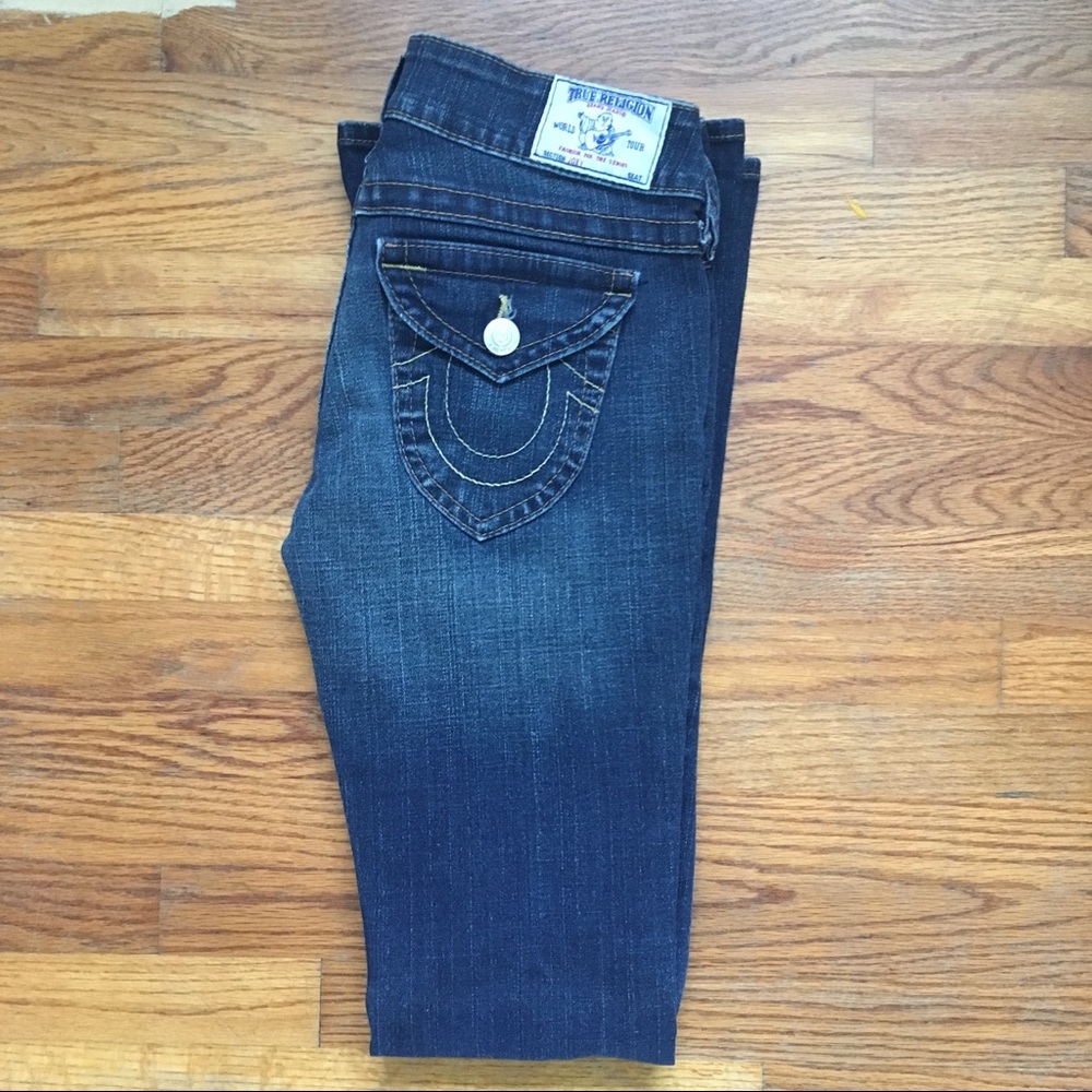 True Religion Distressed Bootcut Size 27 EUC